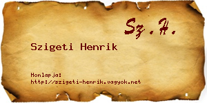 Szigeti Henrik névjegykártya
